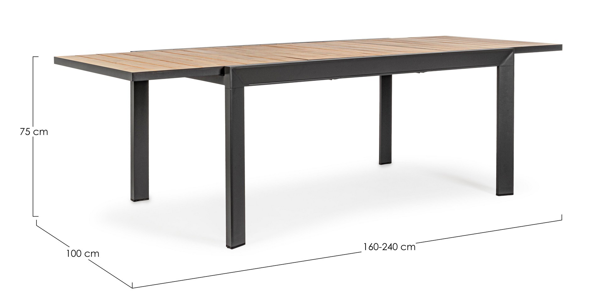 Išskleidžiamas lauko stalas BELMAR, baltas 160–240x100 | namuideja.lt | lauko stalas