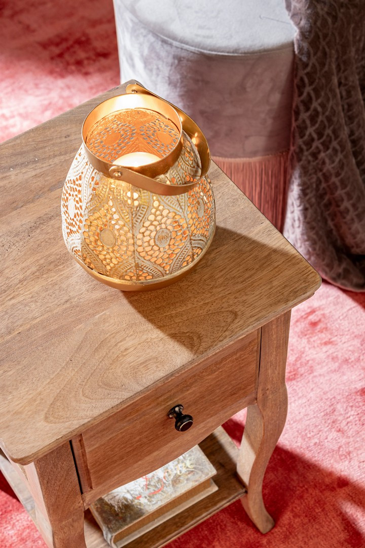 Mesita de noche Domitille de madera de mango con cajón