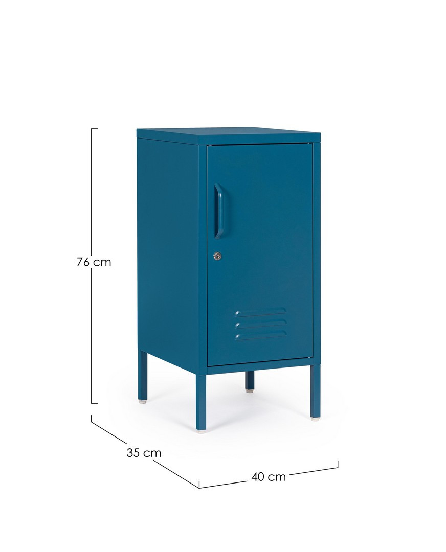 Mesita de noche Cambridge azul de acero con estantes ajustables
