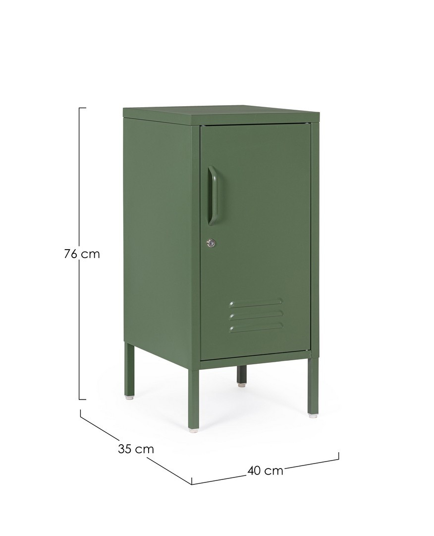 Mesita de noche Cambridge verde de acero con estantes ajustables