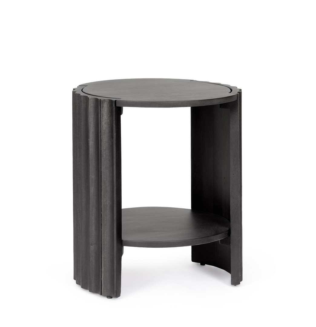 Mesa de noche Orissa de madera de mango negra