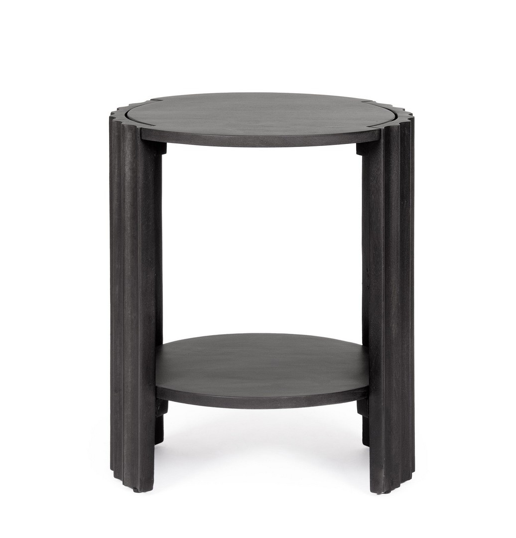 Mesa de noche Orissa de madera de mango negra