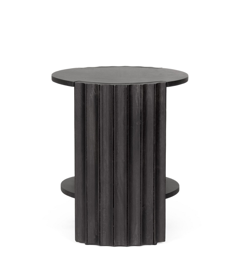 Mesa de noche Orissa de madera de mango negra