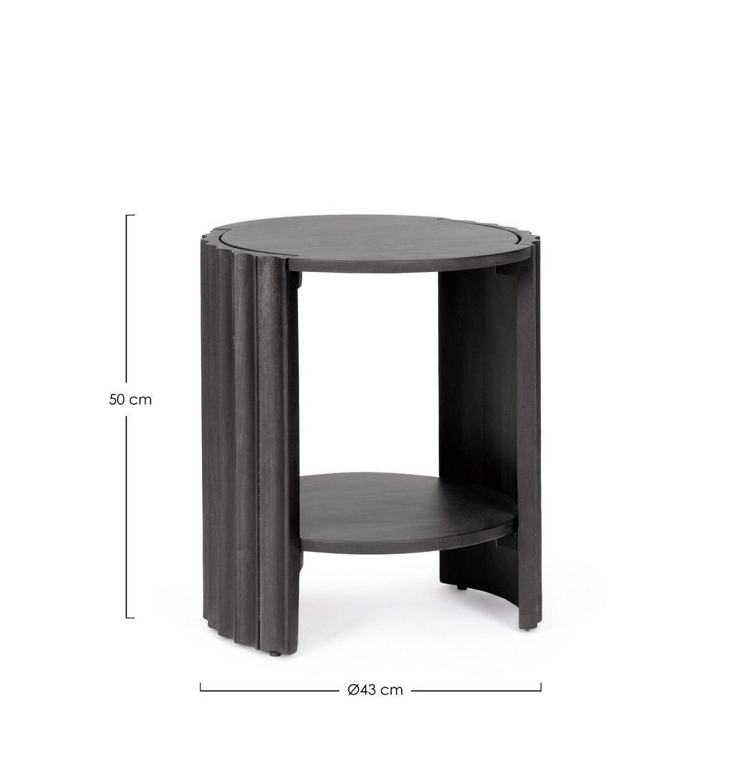 Mesa de noche Orissa de madera de mango negra