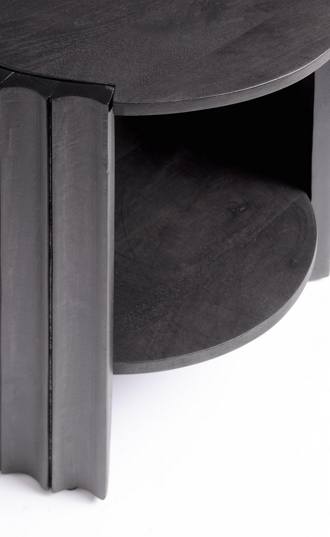 Mesa de noche Orissa de madera de mango negra